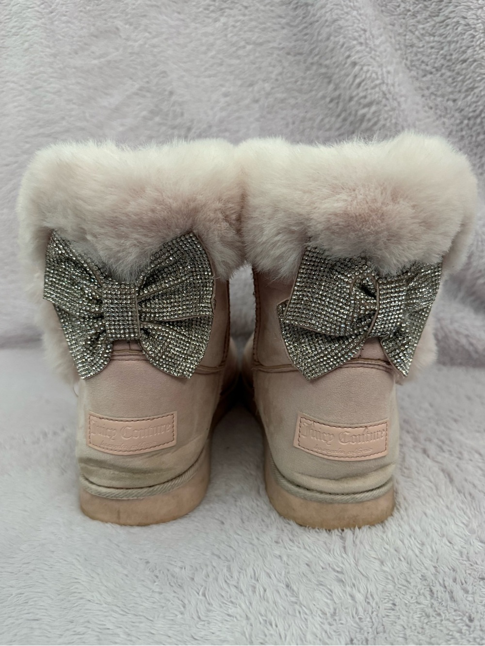 Juicy Couture Pink Rhinestone Bow Fur Boots 🎀✨